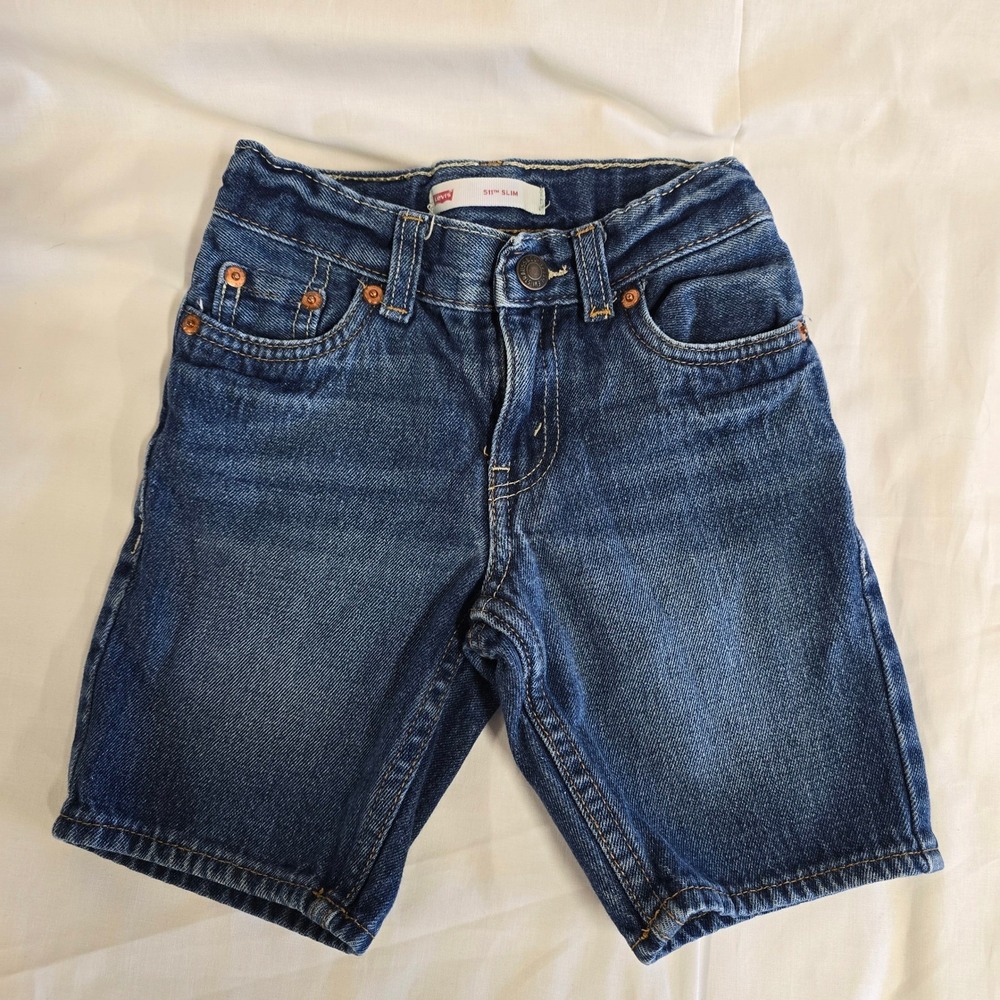 Levis 511 Slim Denim Shorts Kids Size 5 Regular Medium Wash Blue Adjustable